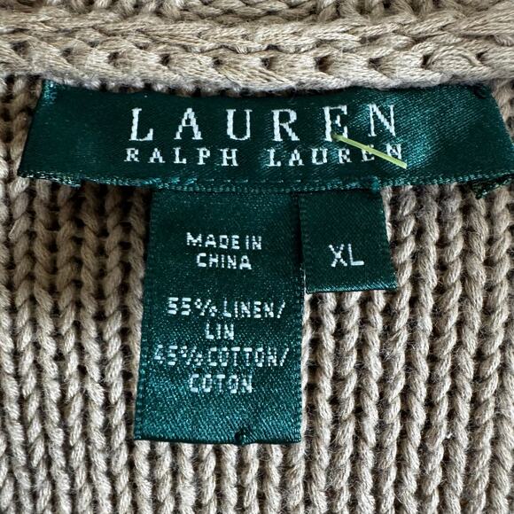 Lauren Ralph Lauren Shawl-Collar Cardigan Sweater Vest Linen Cotton Women’s XL - Picture 7 of 11